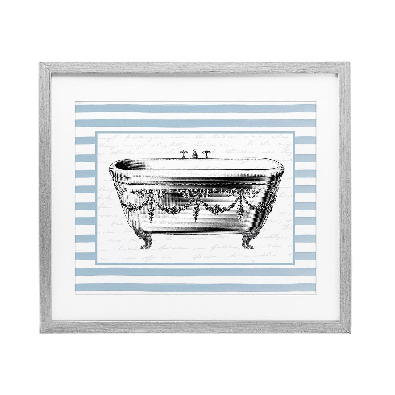 Stupell Industries Ornate Vintage Tub on Stripes Black Framed Print Under Glass, design by Lettered and Lined